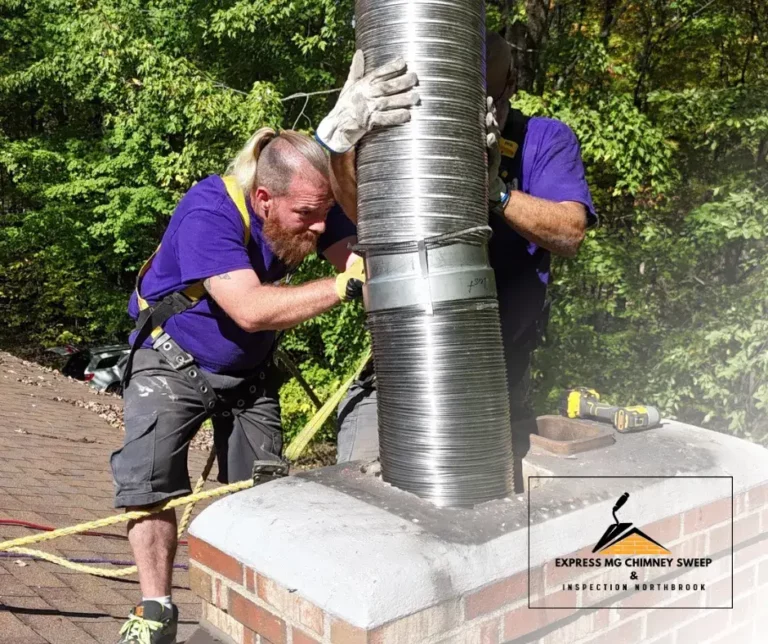 A close-up of chimney flashing showing its role in preventing leaks and protecting the roofline.